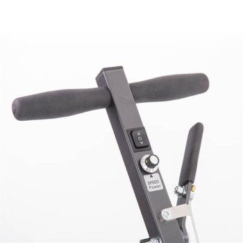 Standard handle of the TowFLEXX TF1 and TF2, shown in close-up to emphasize the ergonomic features and robust construction. Ideal for customers who want to explore the controls and handling of the TF1 and TF2 tugs before buying.